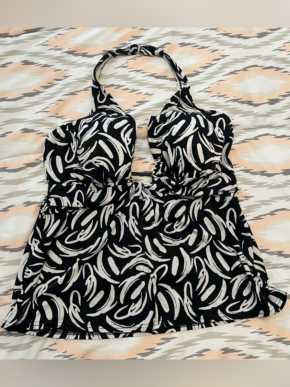 Black & White Printed Tankini Top